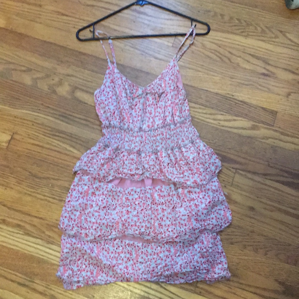 Ruffle pink floral dress